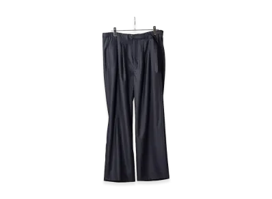 ANCELLM Wool Satin Belt-Less Slacks "Navy"