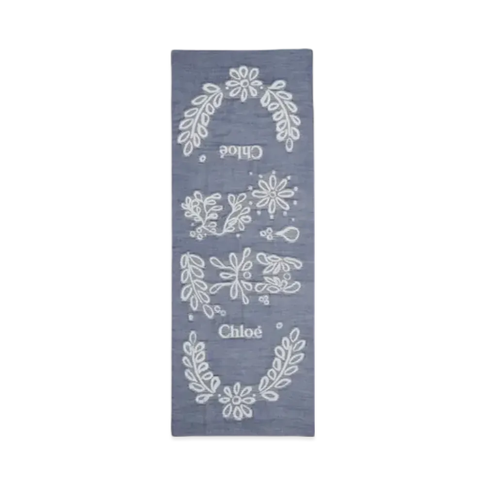 Chloe Embroidered Stole "Foggy Blue"