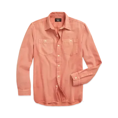 RRL Ralph Lauren Garment-Dyed Twill Work Shirt "Red"