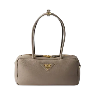 PRADA Medium Leather Top-Handle Bag "Gray"