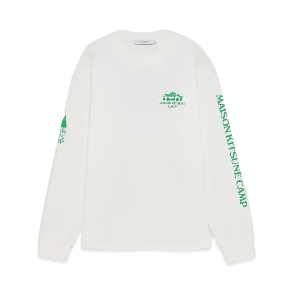 Maison Kitsune Camp Multi Print Long Sleeve T-Shirt "Green"