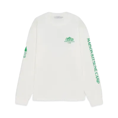 Maison Kitsune Camp Multi Print Long Sleeve T-Shirt "Green"