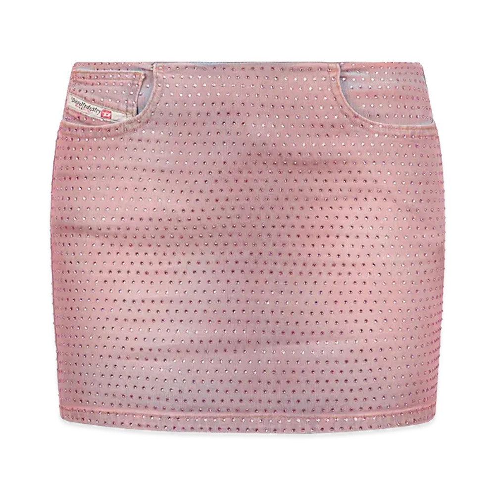 Diesel Women's Denim Skirt With Rhinestones "Pink"
