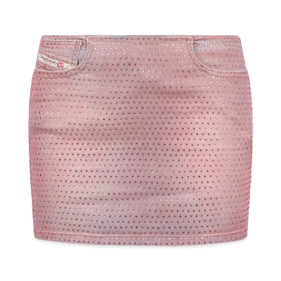Diesel Women's Denim Skirt With Rhinestones "Pink"