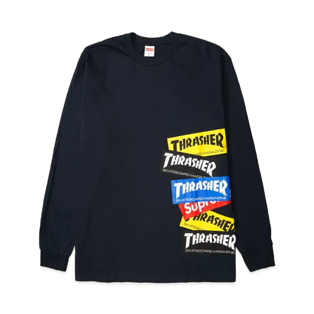 Supreme x THRASHER Multi Logo L/S Tee "Navy"
