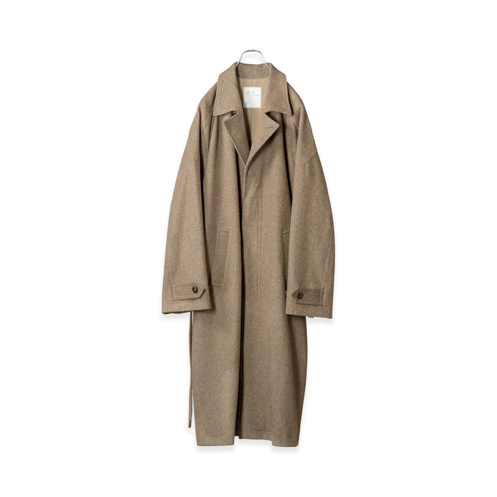 ANCELLM Wool Blanket Balmacaan Coat "Beige"