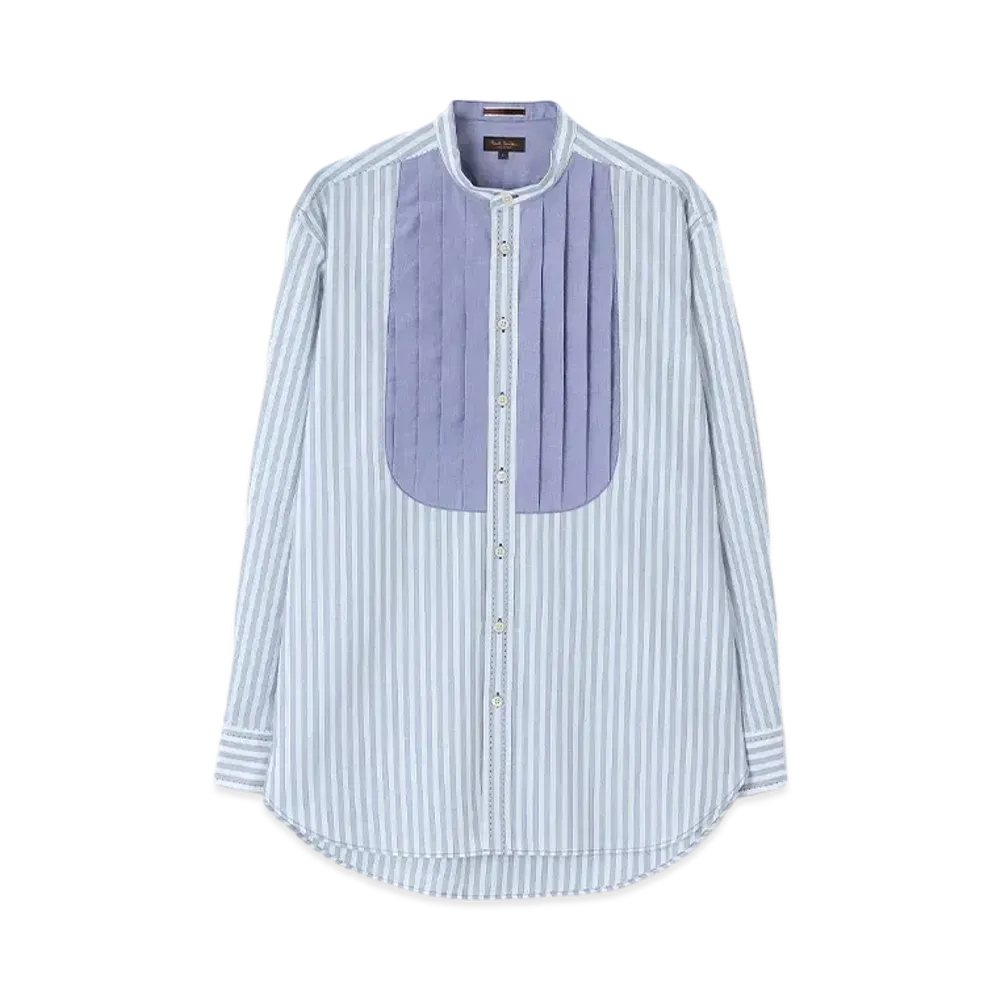 Paul Smith Bib Front Band Collar Shirt "Blue"