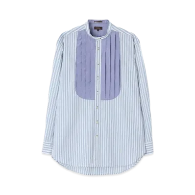 Paul Smith Bib Front Band Collar Shirt "Blue"