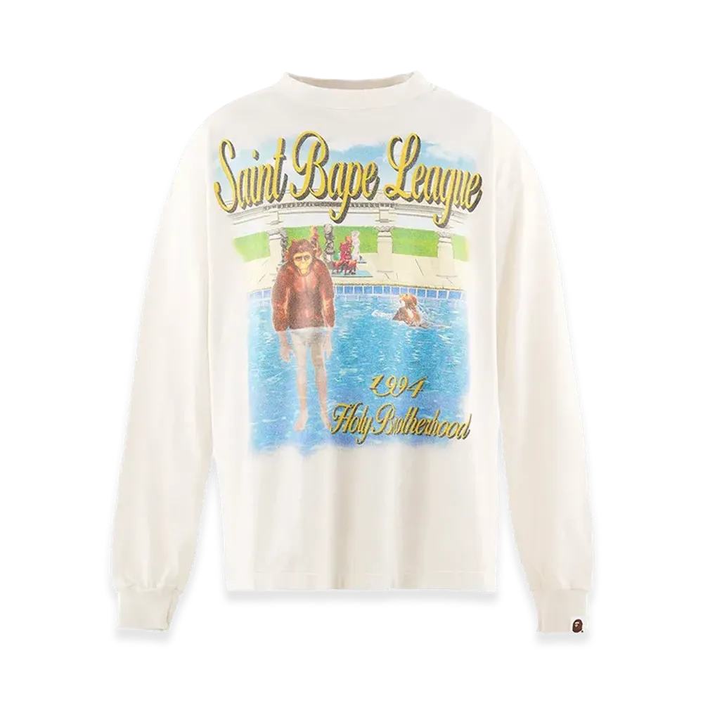 SAINT Mxxxxxx x A BATHING APE Bape LS T-Shirt/Pool "White"