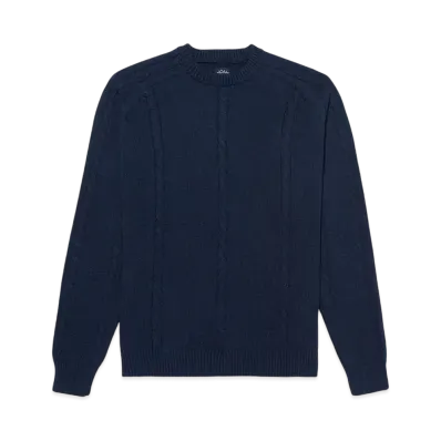 Noah Cable Cotton Sweater "Navy"