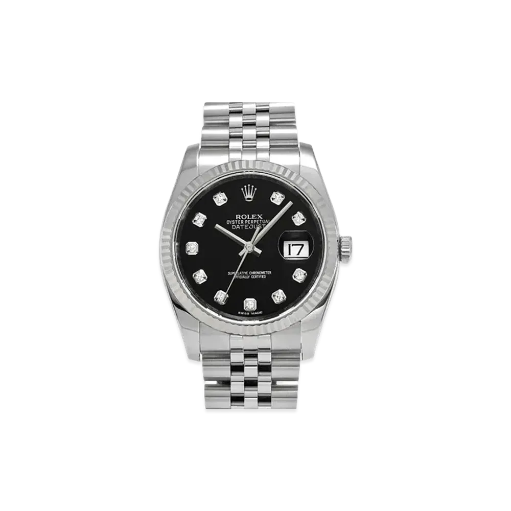 ROLEX Datejust 10P Diamonds "Black/Stainless Steel/White Gold"