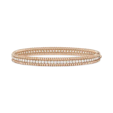 Van Cleef & Arpels Perlee diamonds bracelet 1 row medium model "18K Rose gold/Diamond"