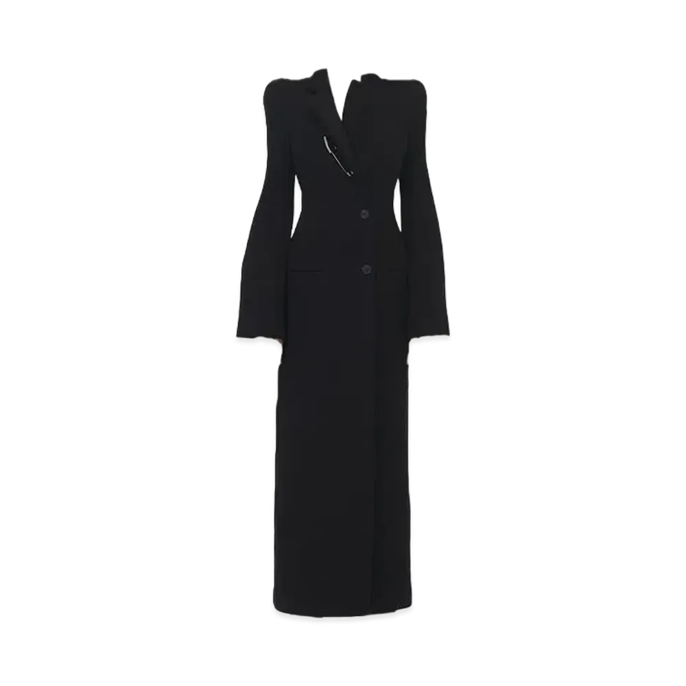 Alexander McQUEEN Molded Shoulder Double-Breasted Coat "Black"