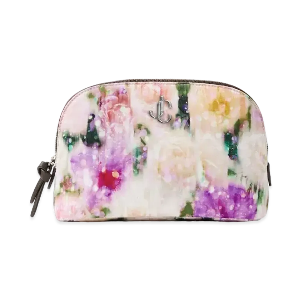 JIMMY CHOO JC COSMETIC CASE Seasonal Printed Nylon Cosmetic Case "Blossom"
