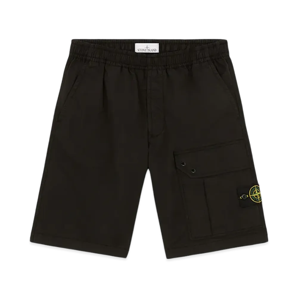 Stone Island L0110 Supima Cotton Twill Stretch TC Cargo Bermuda Shorts with Drawstring - 24FW "Black"