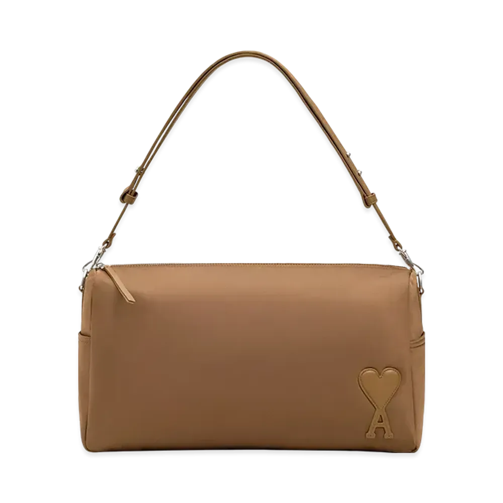 AMI PARIS Nylon Canvas Marcel Large Bag "Hazelnut"
