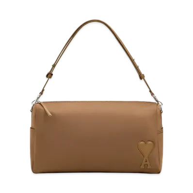 AMI PARIS Nylon Canvas Marcel Large Bag "Hazelnut"