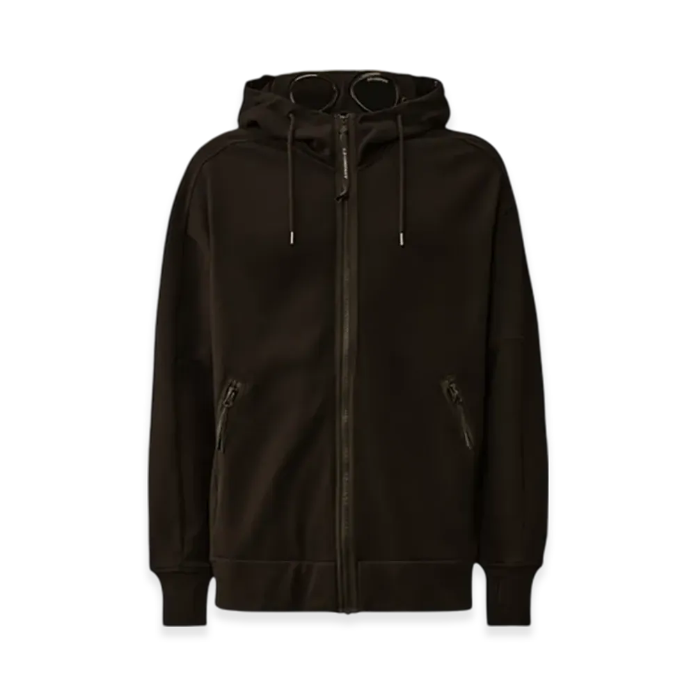 C.P. Company Diagonal Raised Fleece Goggle Hooded Sweatshirt "Black"