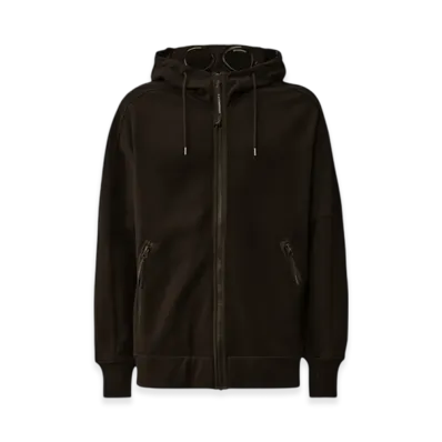 C.P. Company Diagonal Raised Fleece Goggle Hooded Sweatshirt "Black"