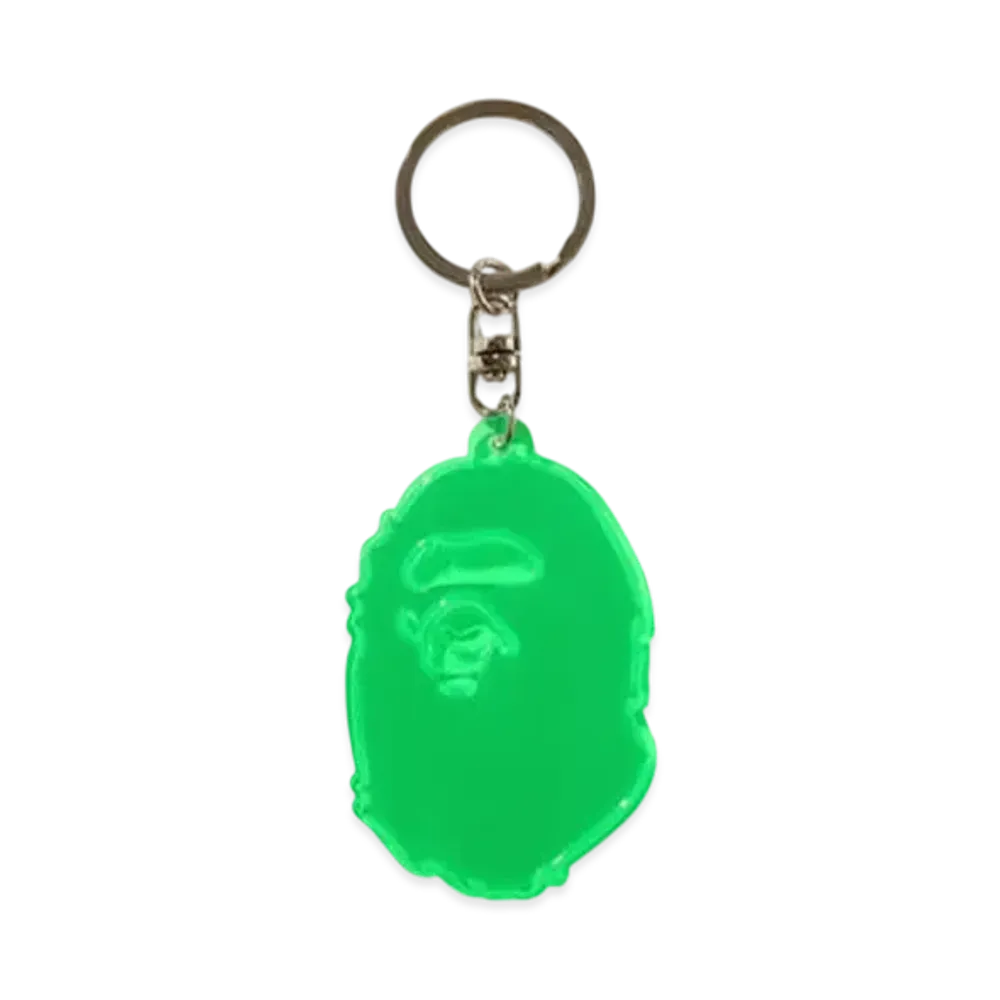 A BATHING APE Ape Head Reflective Keychain "Green"