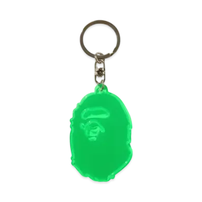 A BATHING APE Ape Head Reflective Keychain "Green"