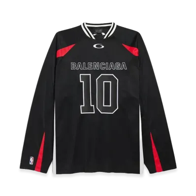 BALENCIAGA x NBA Collaboration Oversized Long Sleeve T-Shirt "Black/Multicolor"