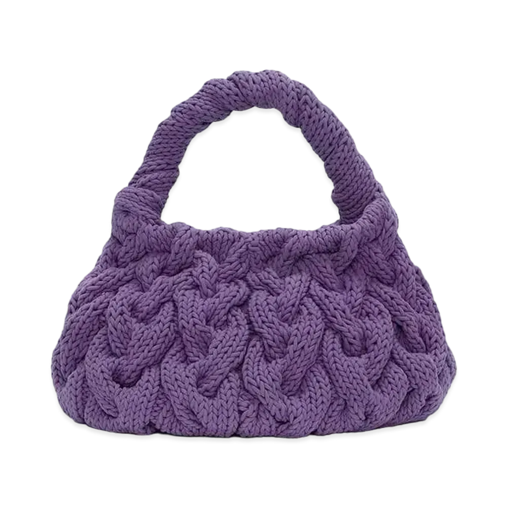 JW ANDERSON Cable Knit Top Handle Bag "Purple"