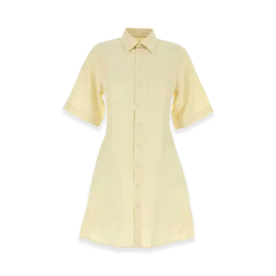 AMI PARIS Women's Wool Shirt Dress "Pastel Yellow"