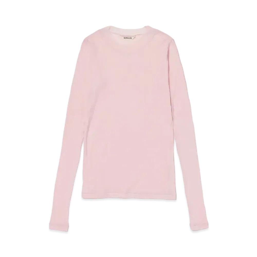 AURALEE Super High Gauge Sheer Rib L/S Tee "Pink"