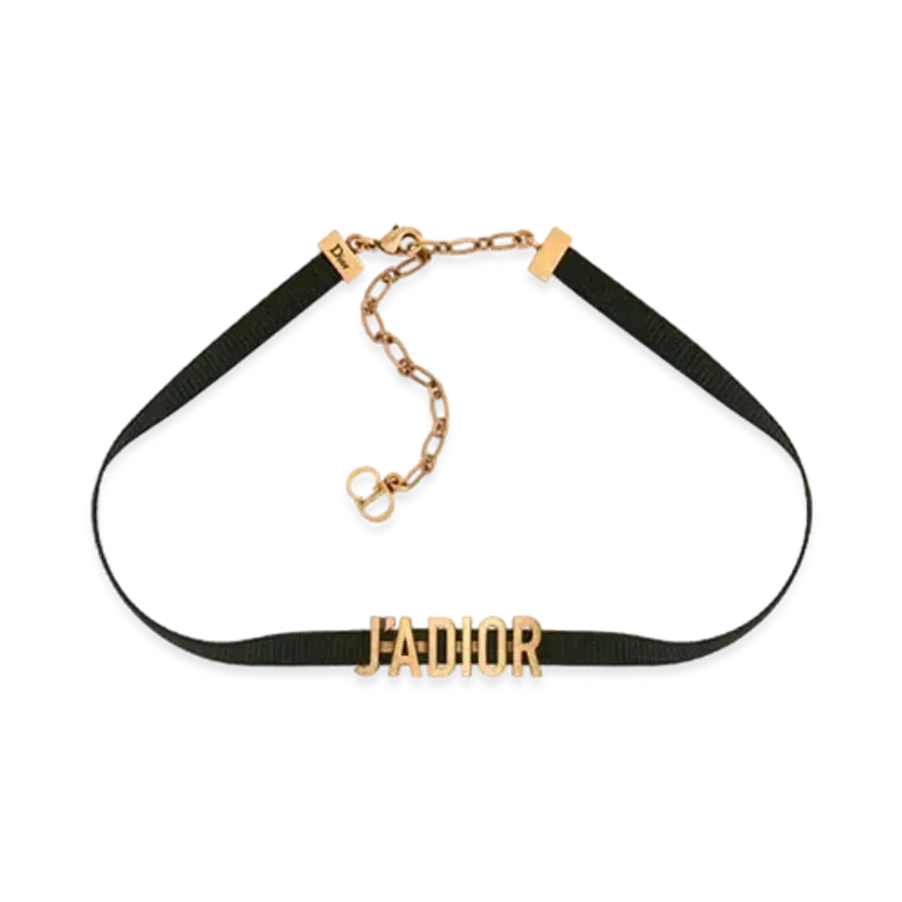 Dior J'ADIOR Choker Metal and Black Grosgrain Ribbon "Antique Gold"