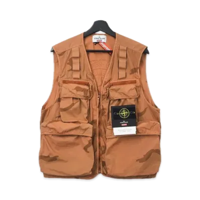 Supreme x Stone Island Camo Cargo Vest "Orange"
