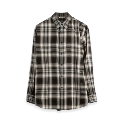 AURALEE Wool Recycled Polyester Cloth Shirt "Black Check"