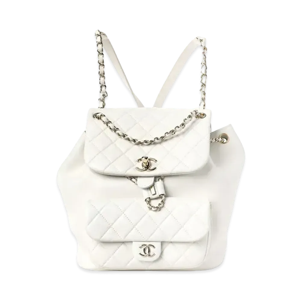 CHANEL Matelasse Chain Backpack Lambskin "White/Gold"
