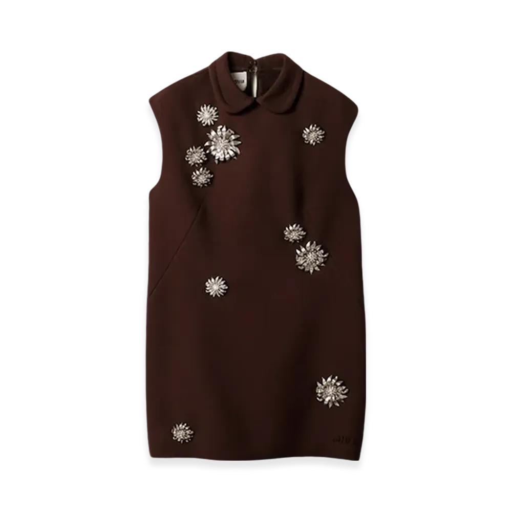 MIU MIU Women's Short Natte Dress "Cocoa Brown"
