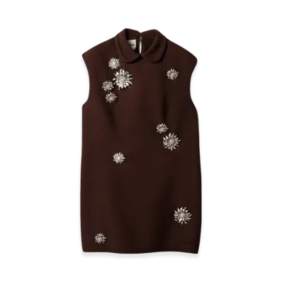 MIU MIU Women's Short Natte Dress "Cocoa Brown"