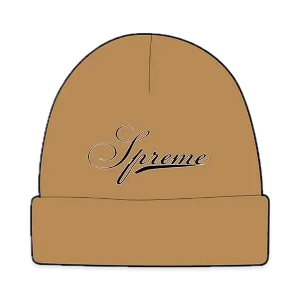 Supreme Script Logo Beanie "Brown"