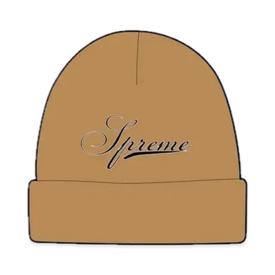 Supreme Script Logo Beanie "Brown"