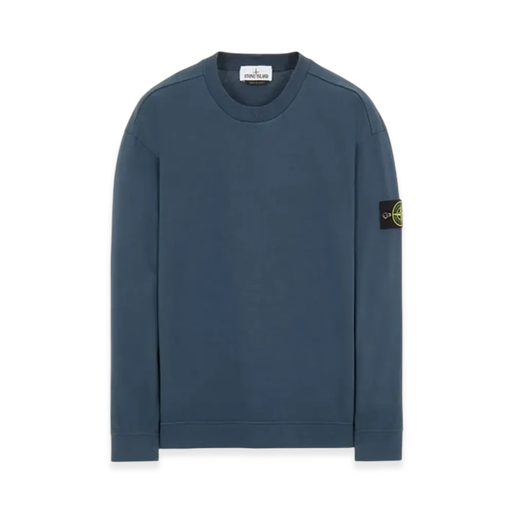 Stone Island 63750 Garment Dyed Heavy Cotton Long Sleeve T-Shirt - 22SS "Avio Blue"