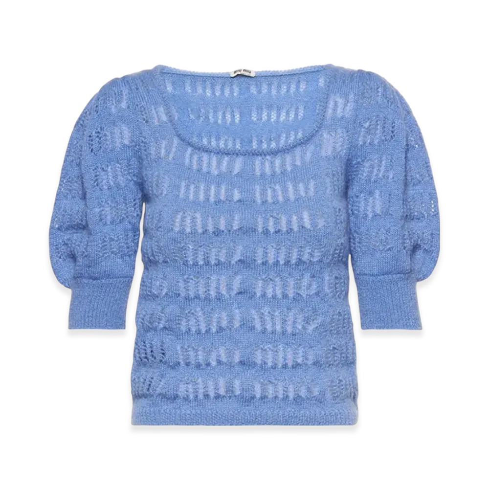MIU MIU Women's Cropped Mohair Sweater "Astro Blue"