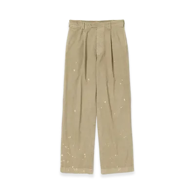 AURALEE Garment-Dyed Finx Light Chino One-Tuck Wide Pants "Beige"