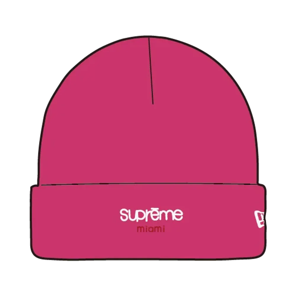 Supreme x New Era Classic Logo Shop Beanie (miami) "Pink"