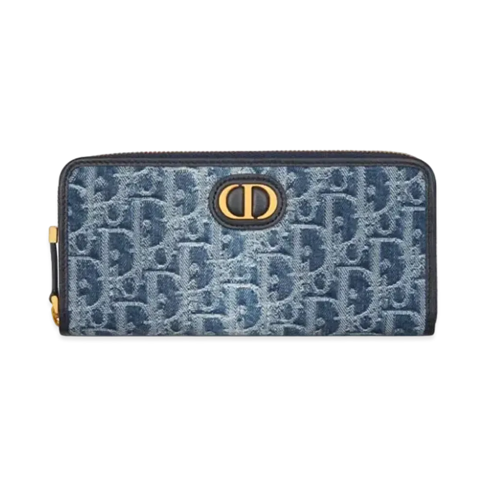 Dior 30 Montaigne Voyageur Long Wallet Denim Dior Oblique Jacquard "Blue"