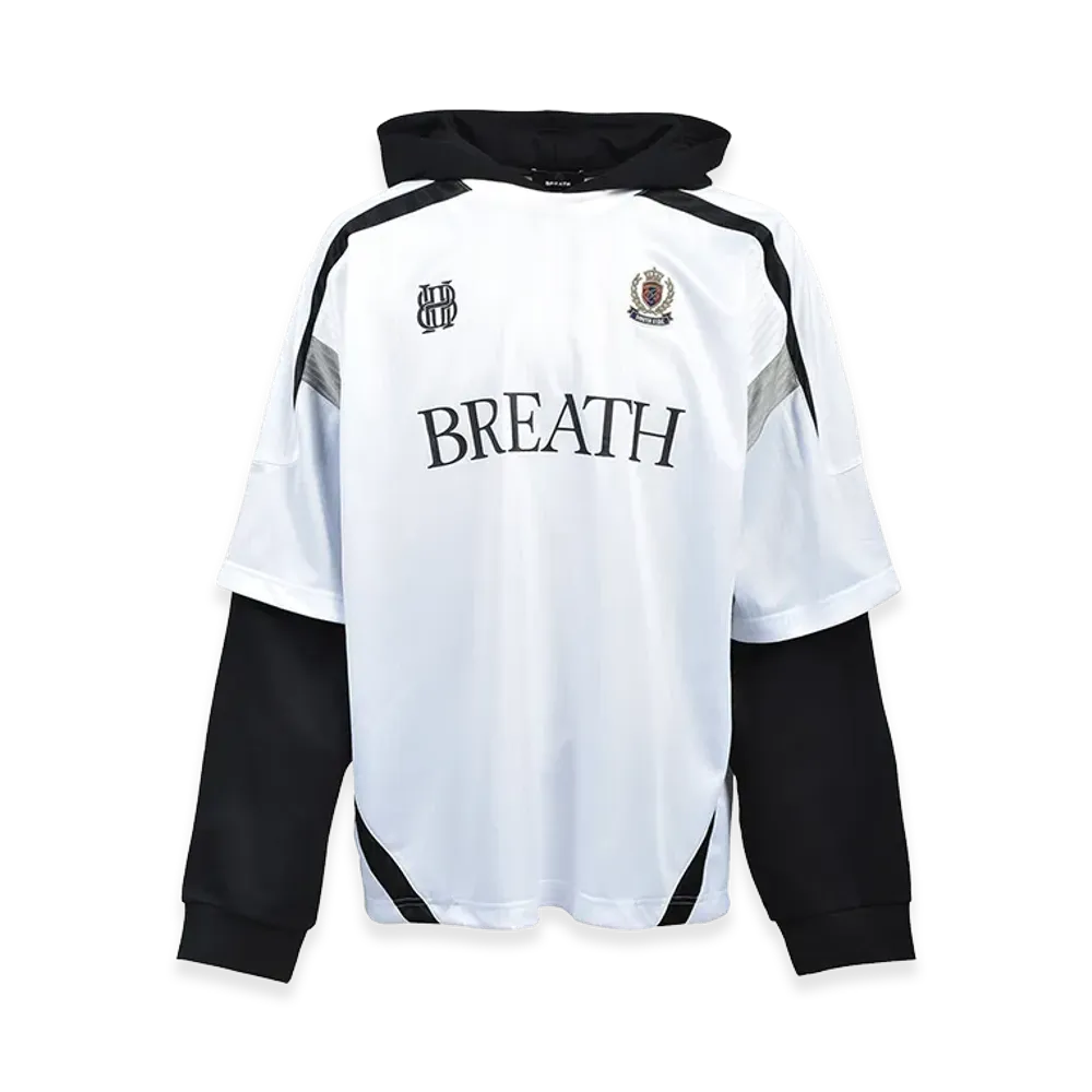 BREATH BH Logo Layered Game Shirt Hoodie "White"