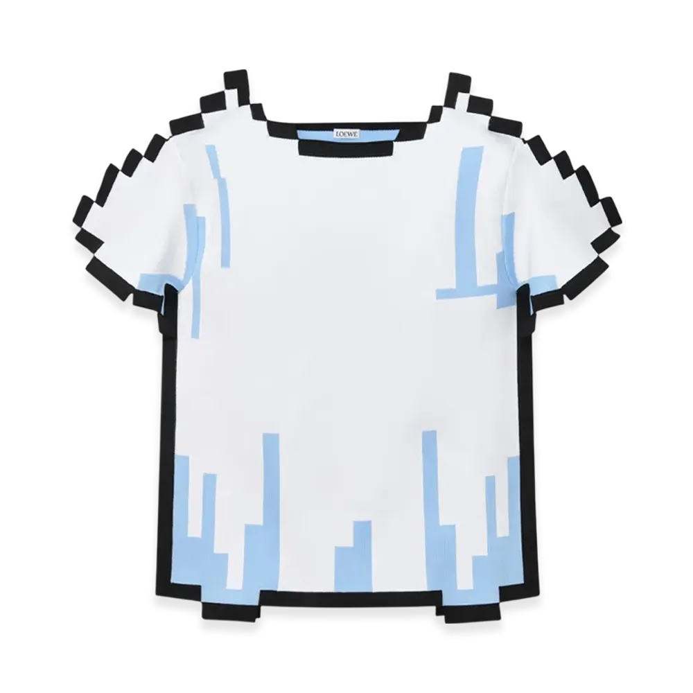 LOEWE Women's Pixelated Top in Technical Knit "White"