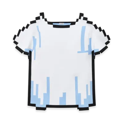 LOEWE Women's Pixelated Top in Technical Knit "White"
