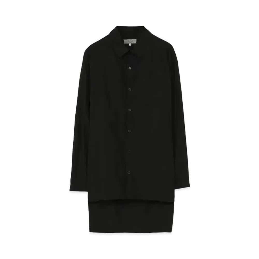 Yohji Yamamoto Pour Homme CHAIN STITCH BROAD FRONT BACK UNEVEN BLOUSE "Black"