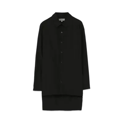 Yohji Yamamoto Pour Homme CHAIN STITCH BROAD FRONT BACK UNEVEN BLOUSE "Black"