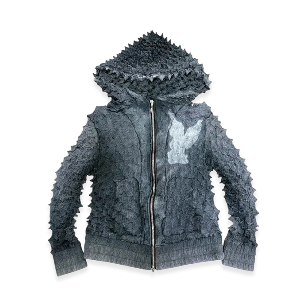 MASU Spiky Zip Hoodie "Faded Black"