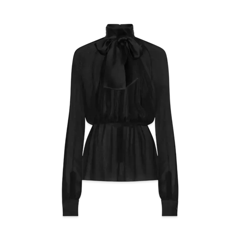 DOLCE&GABBANA Chiffon Pussy-Bow Blouse "Black"