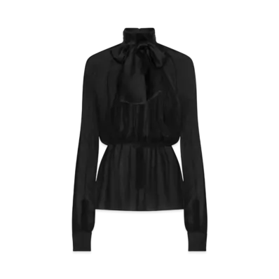 DOLCE&GABBANA Chiffon Pussy-Bow Blouse "Black"